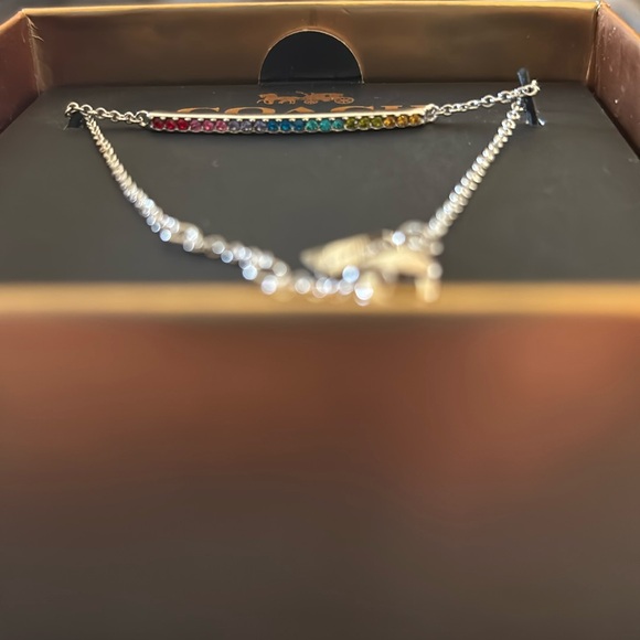 NWT Coach Bar Multi Colored Pave Bracelet - Picture 2 of 5
